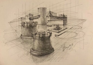 Disegno intitolato "Freehand sketch "No…" da Roger Harb, Opera d'arte originale, Inchiostro