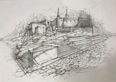 Disegno intitolato "Freehand sketch "No…" da Roger Harb, Opera d'arte originale, Inchiostro