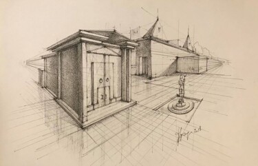 Disegno intitolato "Freehand sketch "No…" da Roger Harb, Opera d'arte originale, Inchiostro