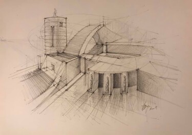 Disegno intitolato "Freehand sketch "No…" da Roger Harb, Opera d'arte originale, Inchiostro
