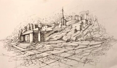 Disegno intitolato "Freehand sketch "No…" da Roger Harb, Opera d'arte originale, Inchiostro