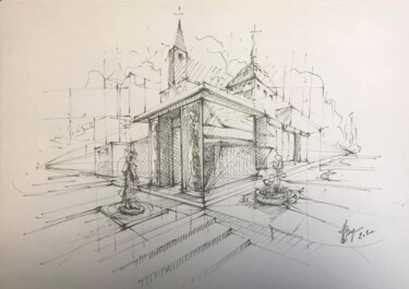 Disegno intitolato "Freehand sketch "No…" da Roger Harb, Opera d'arte originale, Inchiostro