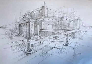Disegno intitolato "Freehand sketch "No…" da Roger Harb, Opera d'arte originale, Inchiostro