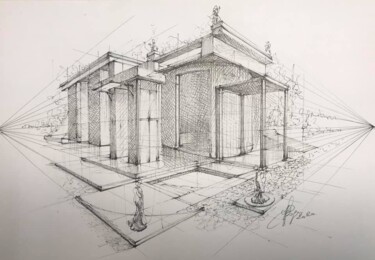Disegno intitolato "Freehand sketch "No…" da Roger Harb, Opera d'arte originale, Inchiostro