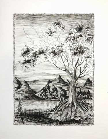 Drawing titled "thoughts" by Humberto Cesar Pornaro, Original Artwork, Pigments