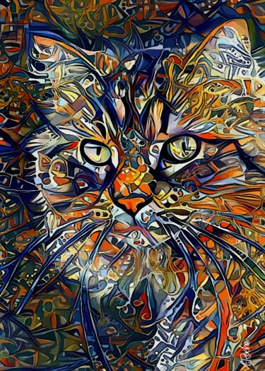 Nelson, Cat, mix media on panel- 70x50 cm- OOAK