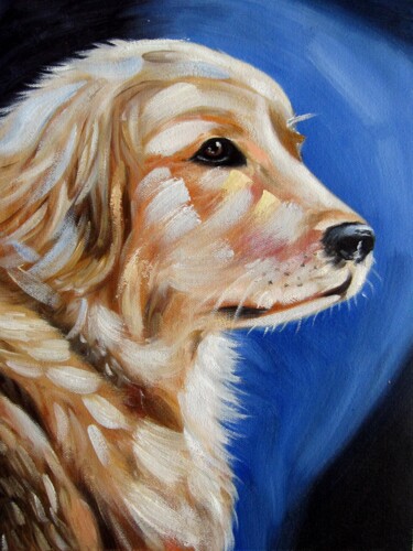 Peinture intitulée "Dog #002" par James Shang, Œuvre d'art originale, Huile Monté sur Châssis en bois