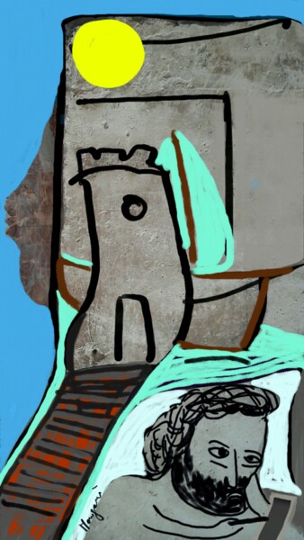 Arte digitale intitolato "Dipingendo tra call…" da Mangani', Opera d'arte originale, Fotomontaggio