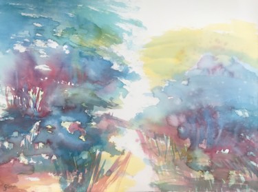 Painting titled "« Douce évasion »" by Gilles Surgès, Original Artwork, Watercolor