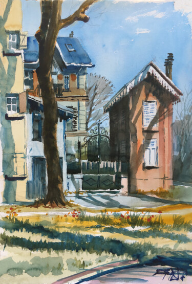 Painting titled "N°501 Place Louis X…" by Alexandre Dumitrescu, Original Artwork, Watercolor