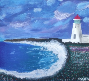 Painting titled "Thinking of the Sea…" by Vafa Majidli, Original Artwork, Acrylic Mounted on Wood Stretcher frame