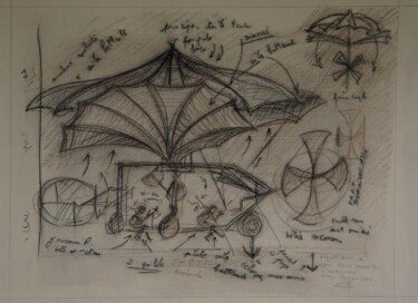 Dessin intitulée "Recherche pour l'Om…" par Serge Reynaud (Art of Flying), Œuvre d'art originale, Crayon