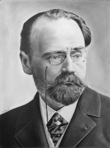 Drawing titled "L’écrivain de génie…" by Abdel Maha, Original Artwork, Graphite