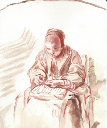 Dessin intitulée "D'après Nicolaes Ma…" par Jean-Louis Maurer, Œuvre d'art originale, Conté
