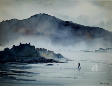 Painting titled "PAYS BASQUE COULEUR…" by Alain Devienne, Original Artwork, Watercolor