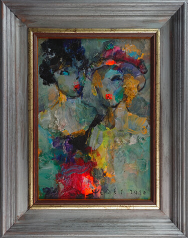 Painting titled "Girlfriends" by Viktor Sheleg, Original Artwork, Oil