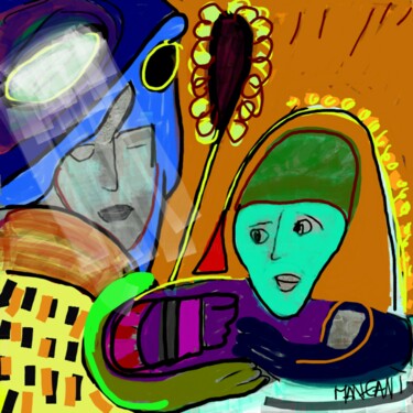 Arte digitale intitolato "Ritratto n.3" da Mangani', Opera d'arte originale, Pittura digitale