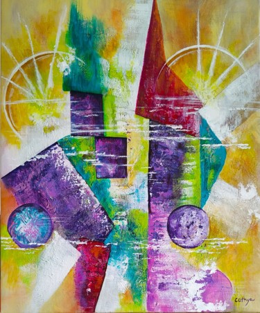 Peinture intitulée "Structure" par Cathya, Œuvre d'art originale, Acrylique Monté sur Châssis en bois