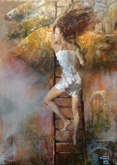 Pintura titulada "stairs" por Oleg Tchoubakov, Obra de arte original, Oleo