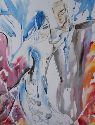 Rendezvous. Painting titled "Rendezvous." by Elena Georgiadi, Original Artwork, Watercolor