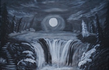 Peinture intitulée "Minuit" par Adrien C., Œuvre d'art originale, Acrylique