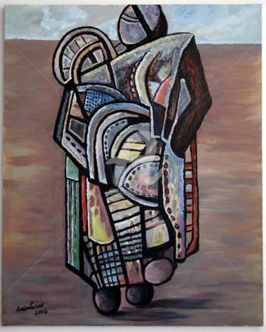 Peinture intitulée "La longue marche du…" par Armand Pascal Aniambossou, Œuvre d'art originale