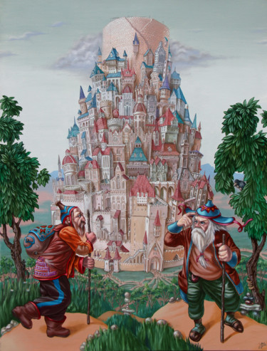Peinture intitulée "Tower of Babel" par Victor Molev, Œuvre d'art originale, Huile