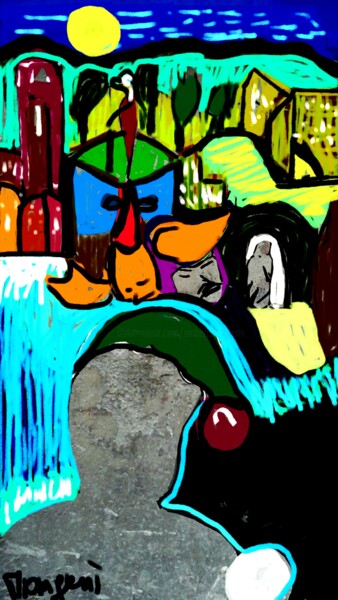 Arte digitale intitolato "verso nord con una…" da Mangani', Opera d'arte originale, Pittura digitale