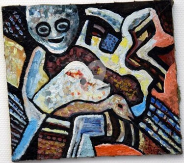 Peinture intitulée "l´homme aux totems" par Armand Pascal Aniambossou, Œuvre d'art originale