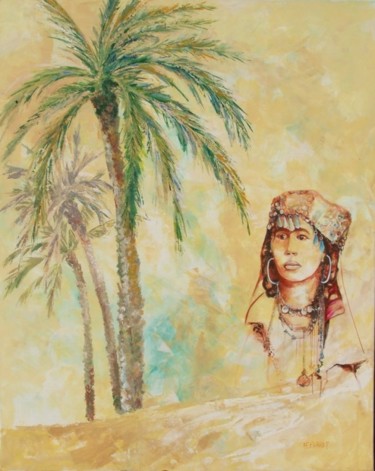 Peinture intitulée "au loin...l'oasis!" par Anne-Frédérique Ferret, Œuvre d'art originale, Huile