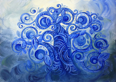 Painting titled "Blue Apples" by Yulia Belasla, Original Artwork, Oil