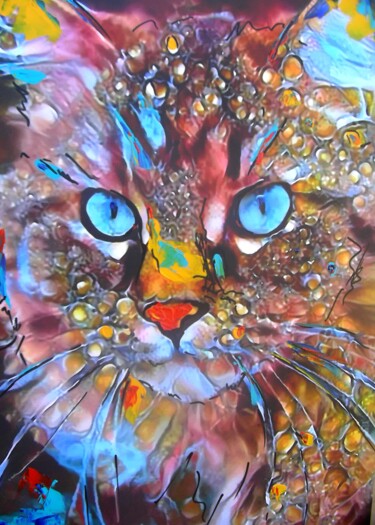 El Divo, cat - Mix media on panel - 70x50 cm- OOAK