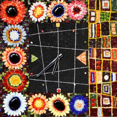 设计 标题为“Flower clock” 由Elena Kirillova, 原创艺术品, 镶嵌