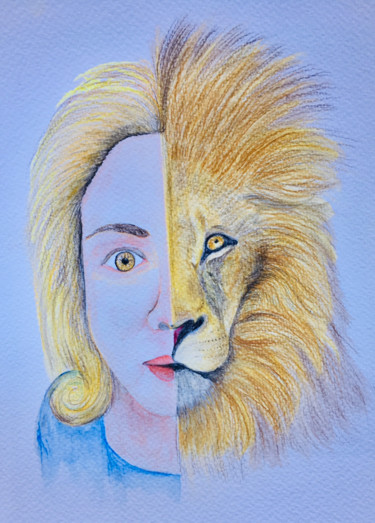 Dessin intitulée "Thérianthropie - zo…" par Abir Hassouna, Œuvre d'art originale, Pastel