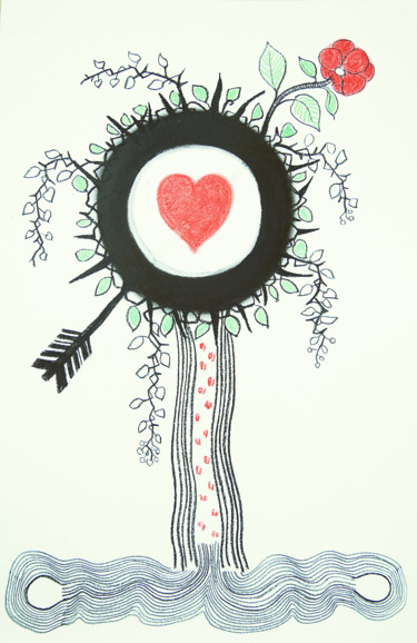 Drawing titled "Sprouted rose seed" by Vladimir Bašić Šoto, Original Artwork, Chalk