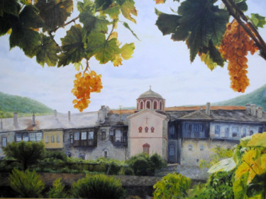 Картина под названием "The Holy monastery…" - Elena Cherneeva, Подлинное произведение искусства, Масло