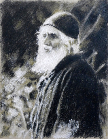 Картина под названием "St. Paisios Of The…" - Elena Cherneeva, Подлинное произведение искусства, Пастель
