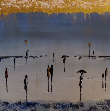 Painting titled "Walk in therain - #2" by Mallika Seth, Original Artwork, Acrylic