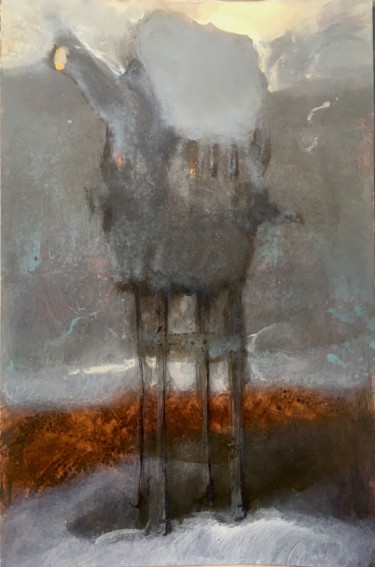 Painting titled "house with a pipe" by Sergii Shkoliar, Original Artwork, Acrylic