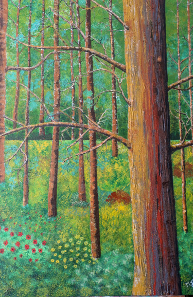 Peinture intitulée "La forêt" par Myriam Djaouk, Œuvre d'art originale, Acrylique Monté sur Châssis en bois