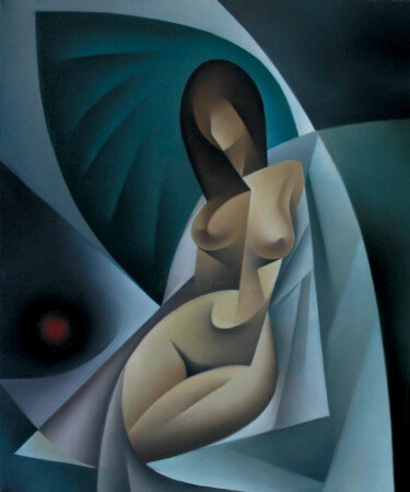 The Red apple Painting titled "The Red apple" by Isaac Feldman, Original Artwork, Oil Mounted on Wood Stretcher frame