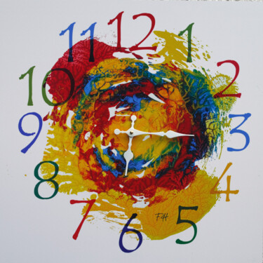 Design titled "wallclock 5, limite…" by Franz Hümpfner, Original Artwork, Digital Print Mounted on Wood Stretcher frame