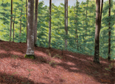 Flickering Lights in the Beech Forest Painting titled "Flickering Lights i…" by Dejan Trajkovic, Original Artwork, Oil