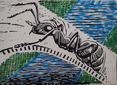 印花与版画 标题为“fourmi” 由Didier Lagrange, 原创艺术品, Linocuts