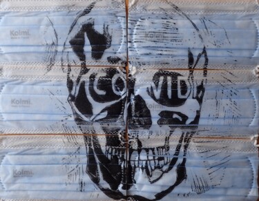 Printmaking titled "Covid & masques" by Didier Lagrange, Original Artwork, Linocuts
