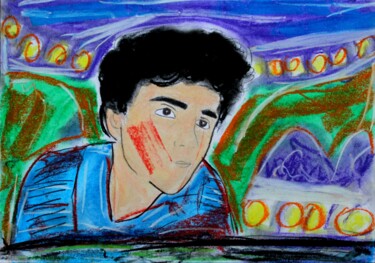 Tekening getiteld "Elio looking at Oli…" door Kinga Ogiegło, Origineel Kunstwerk, Pastel