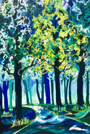 bleue Peinture intitulée "bleue" par Julie D'Aragon, Œuvre d'art originale, Huile