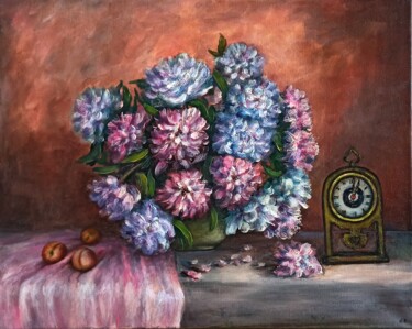 Peonies flowers bouquet still life oil original painting Malerei mit dem Titel "Peonies flowers bou…" von Natalja Picugina, Original-Kunstwerk, Öl