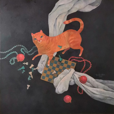 Peinture intitulée "Game over" par Yulduskhon, Œuvre d'art originale, Huile Monté sur Châssis en bois