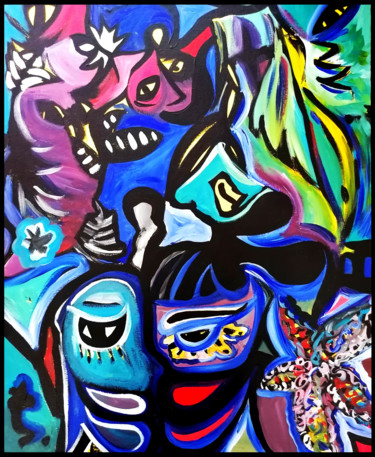 Peinture intitulée "Jungle" par Nancy Gabel, Œuvre d'art originale, Acrylique